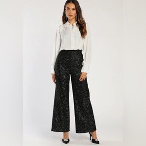 Lulu’s Black Sequin Wide Leg Pants